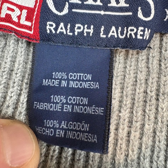 Chaps Ralph Lauren Sweater Men's XL Gray Ribbed Knit Crew Neck Stripe Preppy - Picture 8 of 13
